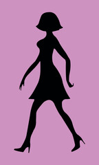 shopping girl vector silhouette illustration