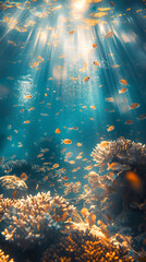 Ocean coral reef underwater. Sea world under water background - 791967256