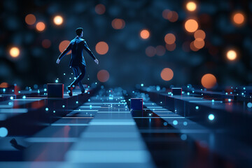 Businessman walking toward better future