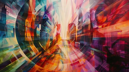 Surreal City: Abstract Dreamscape Meets Urban Reality - obrazy, fototapety, plakaty