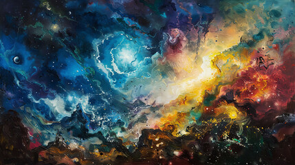 Fototapeta na wymiar Cosmic Canvas An Oil Painting of the Universe