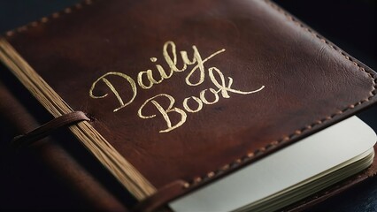 In a notebook, the words Daily Book are written.	