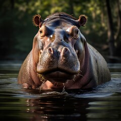 Fototapeta premium hippopotamus with water