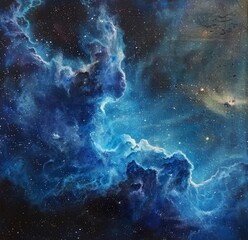 Obraz premium Galactic Dreams An Oil Painting of Space and Nebulae