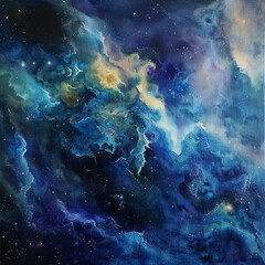 Fototapeta na wymiar Galactic Dreams An Oil Painting of Space and Nebulae