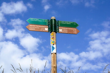 Trail sign in Mullerthal, Luxembourg