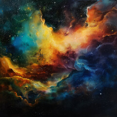 Obraz na płótnie Canvas Galactic Dreams An Oil Painting of Space and Nebulae