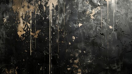 Abstract Art of Paint Strokes and Smudges on a Black Wall Generative AI