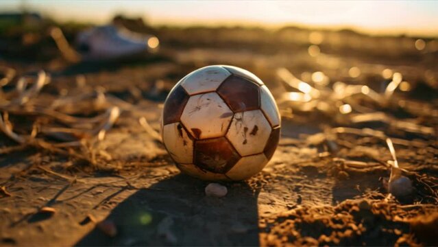 A clear glass ball, unlike its sporty cousins the soccer ball and football, sits on various natural surfaces like grass and sand