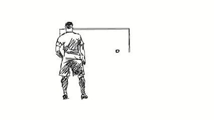 Freehand animation of a free kick in football.