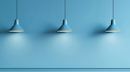 Modern Pendant Lights Illuminating Blue Wall