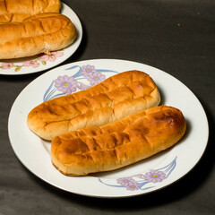 Fresh butter buns for breakfast isolated,Sweet  butter bun background. 