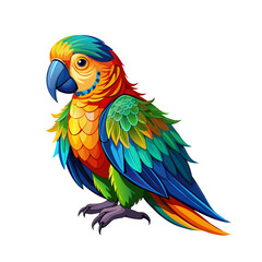 Fototapeta premium Tropical parrot bird cartoon style on white background