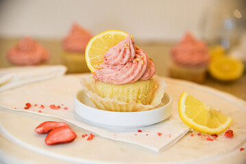 cake with cream and strawberry