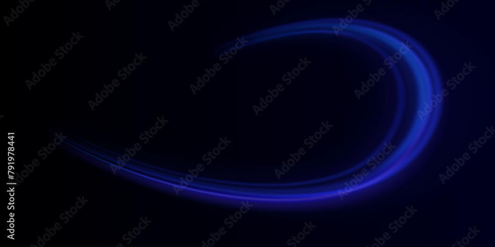 Poster Futuristic dynamic motion technology. Blue speed lines, light effect. Abstract neon color glowing lines background