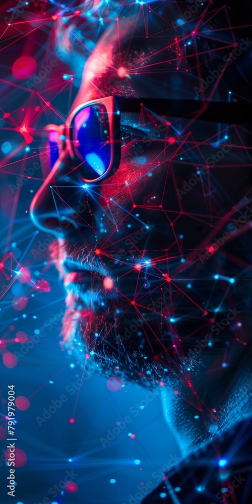 Poster innovative tech interface and ai data analysis