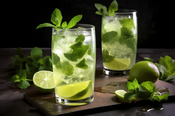 Glasses of mojito on the table