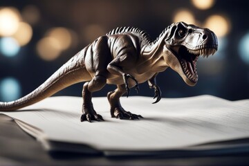 rex rips document your t tyrannosaurus dinosaur prehistoric creature monster extinct fossil powerful cretaceous carnivore carnivorous large three-dimensional render rendering isolated white hole poke' - obrazy, fototapety, plakaty