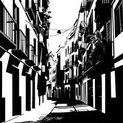Vector Poster of Barcelona Streets, Modern Urban Aesthetic
