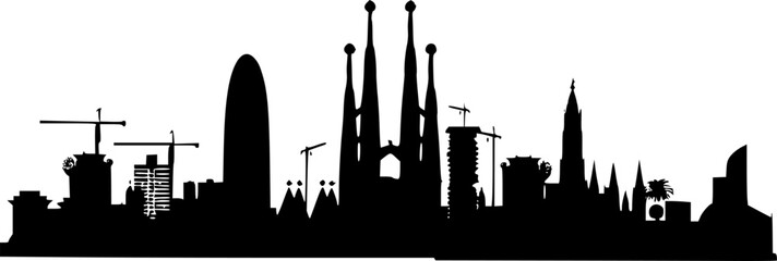 Simple 2D Vector of Barcelona Skyline, Clean and Crisp