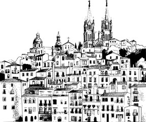 Minimal Lines Drawing of Barcelona City, Subtle and Refined