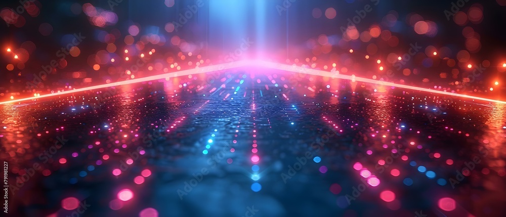 Poster neon glow background with laser beam light lines highspeed internet tech backdrop. concept neon glow