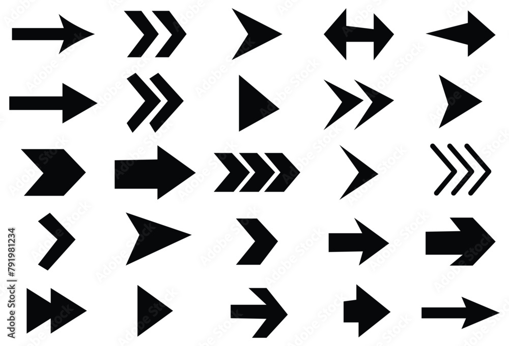Poster arrows big black set icons. arrow icon. arrow vector collection. arrow. cursor. modern simple arrows