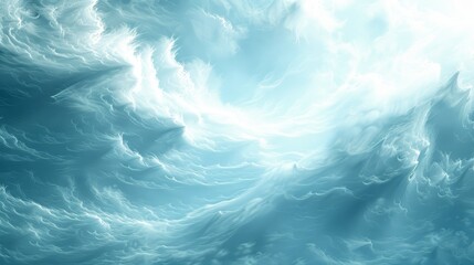 Obraz premium A clear blue sky dotted with clouds; a plane traverses midway