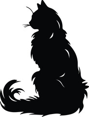 Oriental Longhair Cat silhouette