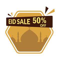 Eid sale upto 50% off logo vector icon. Eid sale logo vector illustration.