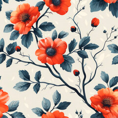 Seamless floral abstract pattern background. AI generative - 791983431