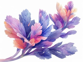 Acanthus colorful flower watercolor isolated on white background