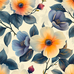 Seamless floral abstract pattern background. AI generative - 791983491