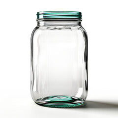 Empty Glass jar isolated on a white background