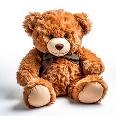 teddy bear sitting, isolated on a white background