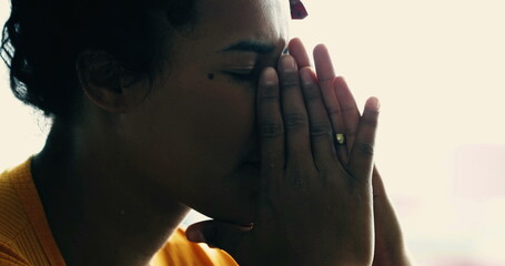 Desperate Individual in Emotional Crisis – Woman Struggling with Sorrow at Home, Feeling Shame,...