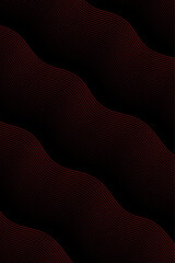 Abstract background with waves for banner. Standart poster size. Vector geometric background with lines. Element for design isolated on black. Black and red gradient. Brochure, booklet. Love, romantic