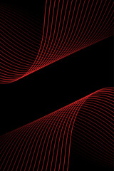 Abstract background with waves for banner. Standart poster size. Vector geometric background with lines. Element for design isolated on black. Black and red gradient. Brochure, booklet. Love, romantic