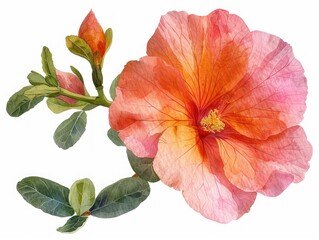 Portulaca colorful flower watercolor isolated on white background