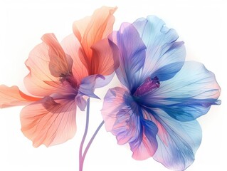 Stock colorful flower watercolor isolated on white background