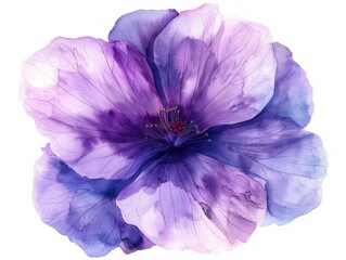 Violet colorful flower watercolor isolated on white background