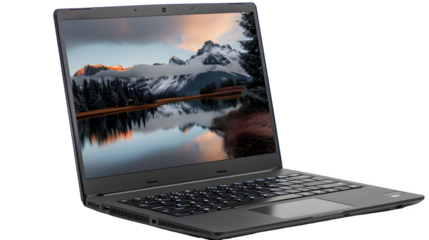 Modern laptop isolated on a transparent background, PNG, Ai
