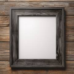 small simple square empty photo frame with black wood border without background сreated with Generative Ai