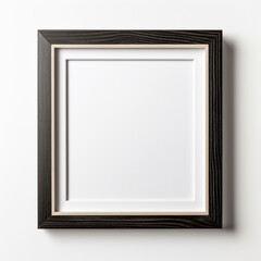 small simple square empty photo frame with black wood border without background сreated with Generative Ai