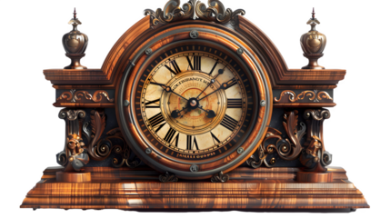 Vintage clock isolated on a transparent background, PNG, Ai