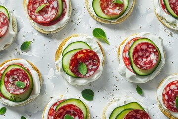 Fresh Sandwiches with Cucumbers and Tomatoes