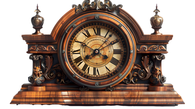 Vintage clock isolated on a transparent background, PNG, Ai