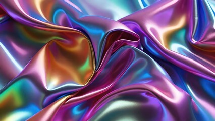Soft and smooth wavy curvy abstract background with vibrant holographic colors.