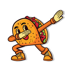 Taco food character dabbing dance vector illustration