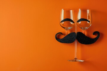 Wine glasses with fake mustaches